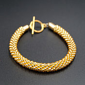 Украшения handmade. Livemaster - original item Crocheted wiring beaded bracelet gold. Handmade.