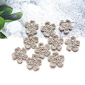 Материалы для творчества handmade. Livemaster - original item Set of knitted flowers in the color of flax 3 cm. Handmade.