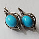 Turquoise, melchior, 80's, Vintage earrings, Moscow,  Фото №1