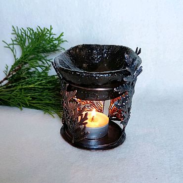 Для дома и интерьера ручной работы. Ярмарка Мастеров - ручная работа Аромалампа с веточками туи, медь, керамика. Handmade.