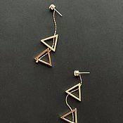 Украшения ручной работы. Ярмарка Мастеров - ручная работа Long Diamond Stud Earrings Gold. Handmade.