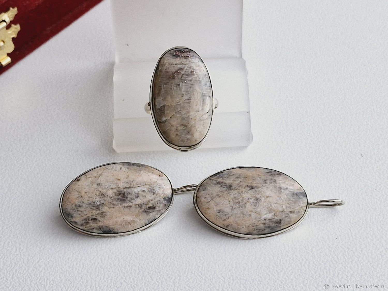 Винтаж: Комплекты украшений винтажные: Серьги и Кольцо Полевой Шпат ...