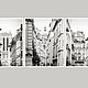 black and white Paris buy, Triptych Vertical photo of the painting for the interior, Paris Architecture more pictures . The painting 
