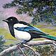 Order Magpie in the woods. Series Birds. tempera. Tatiana Chepkasova. Livemaster. . Pictures Фото №3
