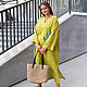 Linen floor-length yellow-green dress with Feather embroidery. Dresses. natali. My Livemaster. Фото №6