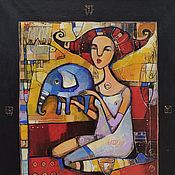 Картины и панно handmade. Livemaster - original item Kanaska picture of an author with an elephant and a girl in a modern manner. Handmade.