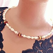 Украшения handmade. Livemaster - original item Amber and Ivory. Elegant choker necklace for men, women. Handmade.