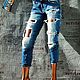 Синие джинсы "Swift" рваные. Джинсы. Студия дизайна 'Jeans_torn'. Интернет-магазин Ярмарка Мастеров.  Фото №2