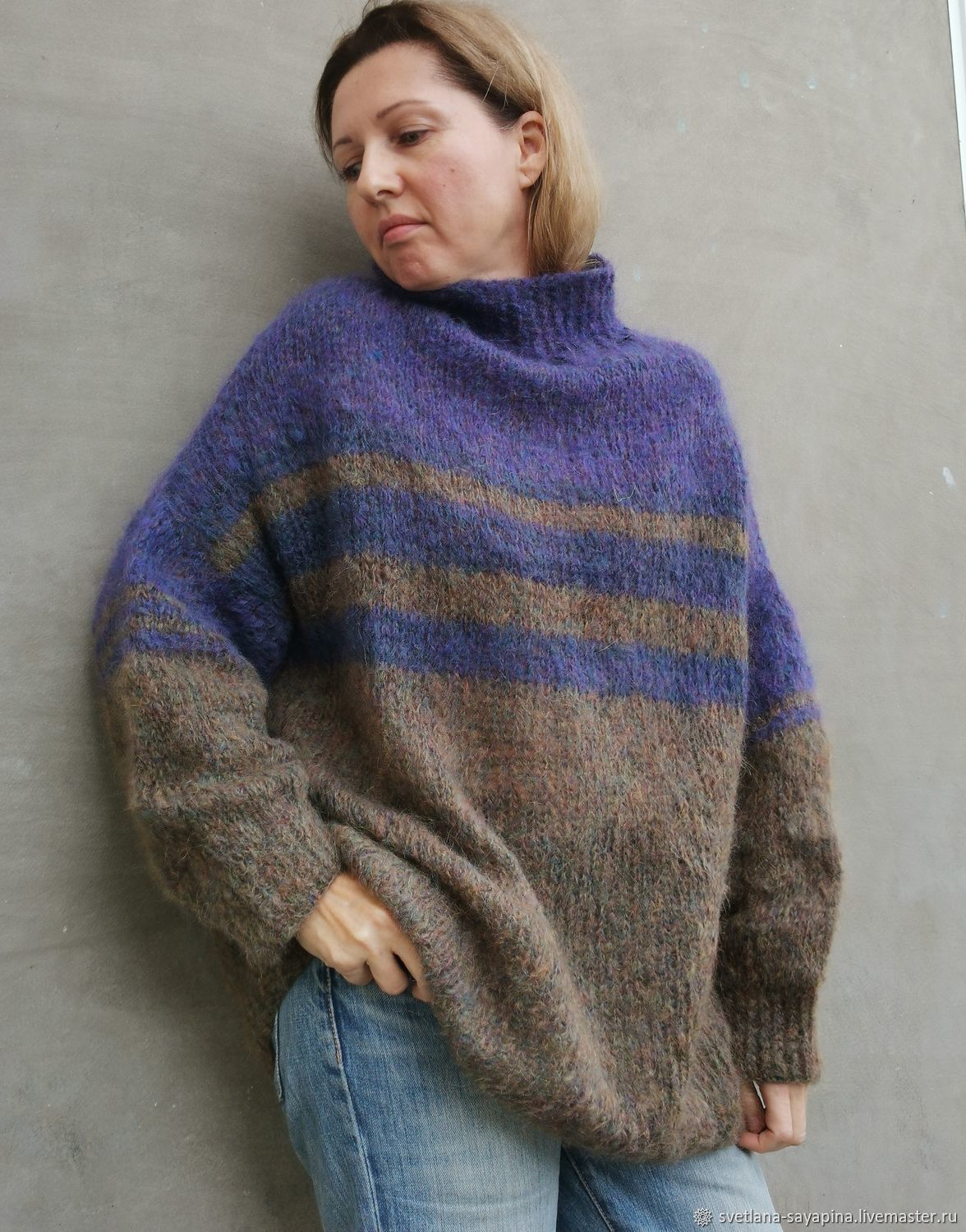 Mohair Oversize Sweater Warm colorblock Sweater, Sweaters, Krymsk,  Фото №1