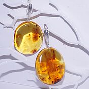 Украшения handmade. Livemaster - original item Large oval earrings with natural amber.. Handmade.