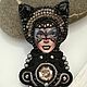 Brooch with a face. Girl cat, Brooches, Moscow,  Фото №1