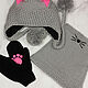 Set of 2 things: Hat with ears Cat Snood with Cat face. Headwear Sets. Space Cat Knitting. My Livemaster. Фото №4