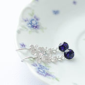 Украшения handmade. Livemaster - original item Long earrings with Swarovski crystals 8 mm Purple velvet. Handmade.