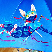 Аксессуары handmade. Livemaster - original item Umbrella with hand-painted Ninja Cat. Handmade.