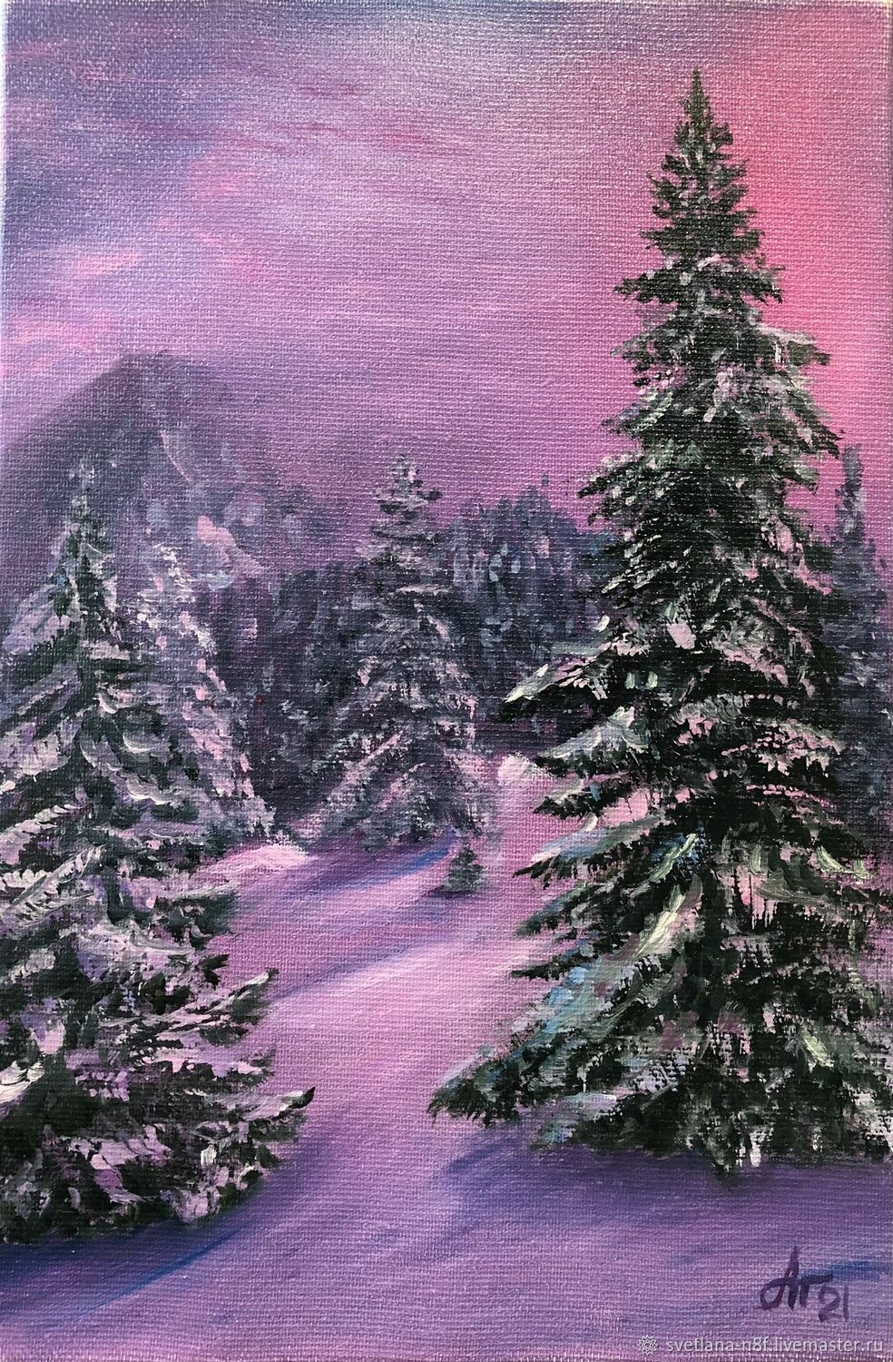 Картина маслом Зимний пейзаж в интернет-магазине на Ярмарке Мастеров ...