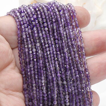 Украшения ручной работы. Ярмарка Мастеров - ручная работа Аметист натуральный бусины 2,3 мм нить 39 см ХК-271. Handmade.