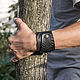 Order Black Leather Cuff Bracelet. Two Starlings. Livemaster. . Cuff bracelet Фото №3