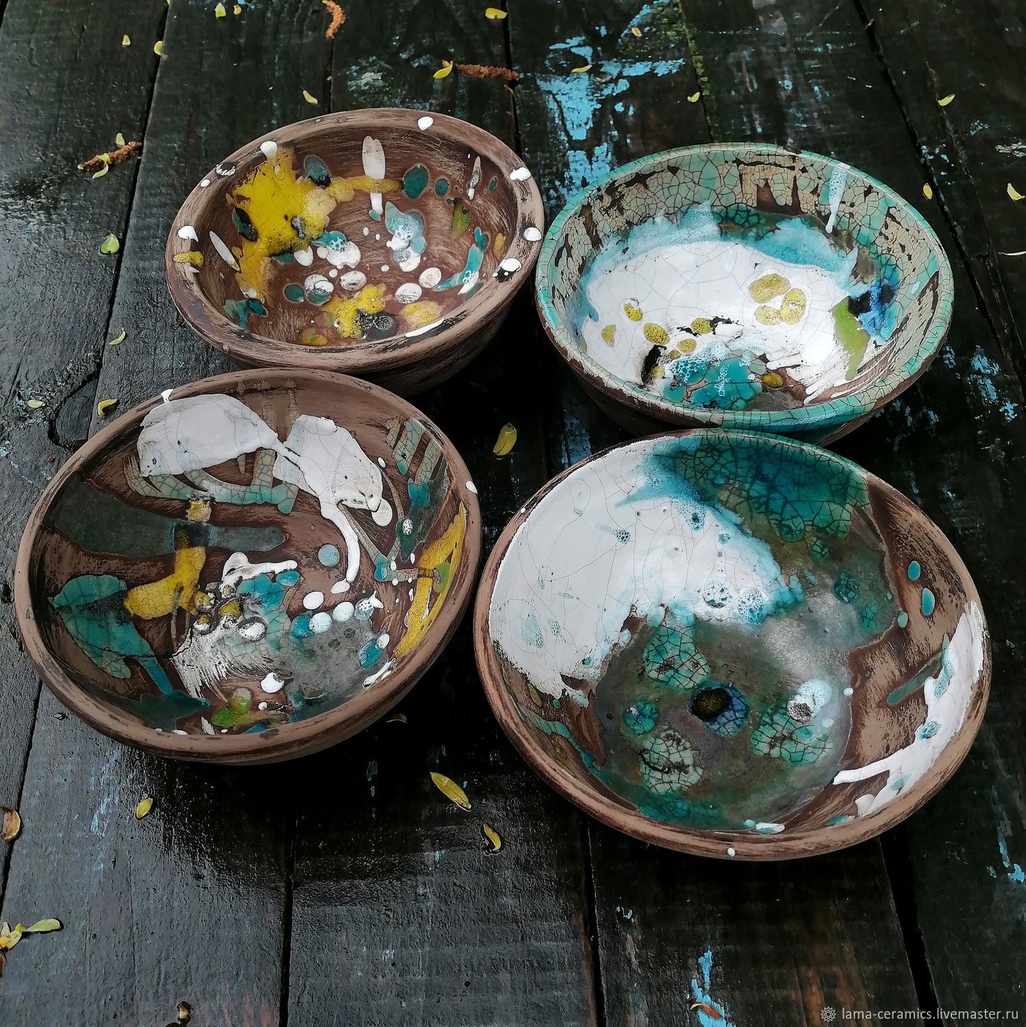 Прилив набор тарелок из глины, красивая посуда ручной работы миски, Горшочки, Москва,  Фото №1