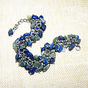 Украшения handmade. Livemaster - original item A chain bracelet made of Indian agate and lapis lazuli stones. blue-green. Handmade.