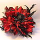 Poppy from silk ' Black fire', Brooches, Moscow,  Фото №1