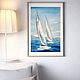 Picture of a yacht at sea. Painting with seascape and yachts. Home gadgets. Olga Ermakova art. My Livemaster. Фото №4