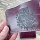 Картхолдер Совушка из натуральной кожи бордовый. Картхолдер. Iron Arm Leatherworks (Екатерина). Ярмарка Мастеров.  Фото №6