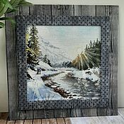 Картины и панно handmade. Livemaster - original item Panels: Frosty morning in the mountains. Handmade.