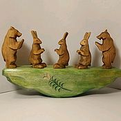 Куклы и игрушки handmade. Livemaster - original item Game set made of wood balancer with cubs and bunnies. Handmade.
