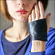 French style Black leather mitts stylish gift for girl. Mitts. LoraLeather. Online shopping on My Livemaster.  Фото №2