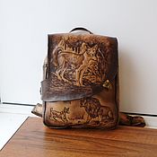 Women's leather bag hand-painted