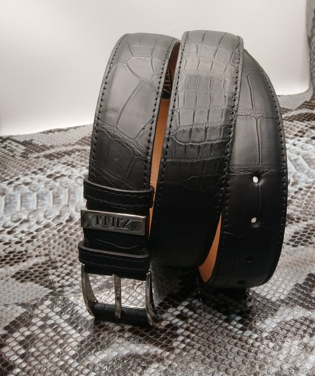 Men's belt, made of genuine crocodile leather, handmade!, Straps, Tosno,  Фото №1