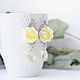 Yellow earrings with peonies and Swarovski crystals handmade. Earrings. Clarissejewelry. Online shopping on My Livemaster.  Фото №2