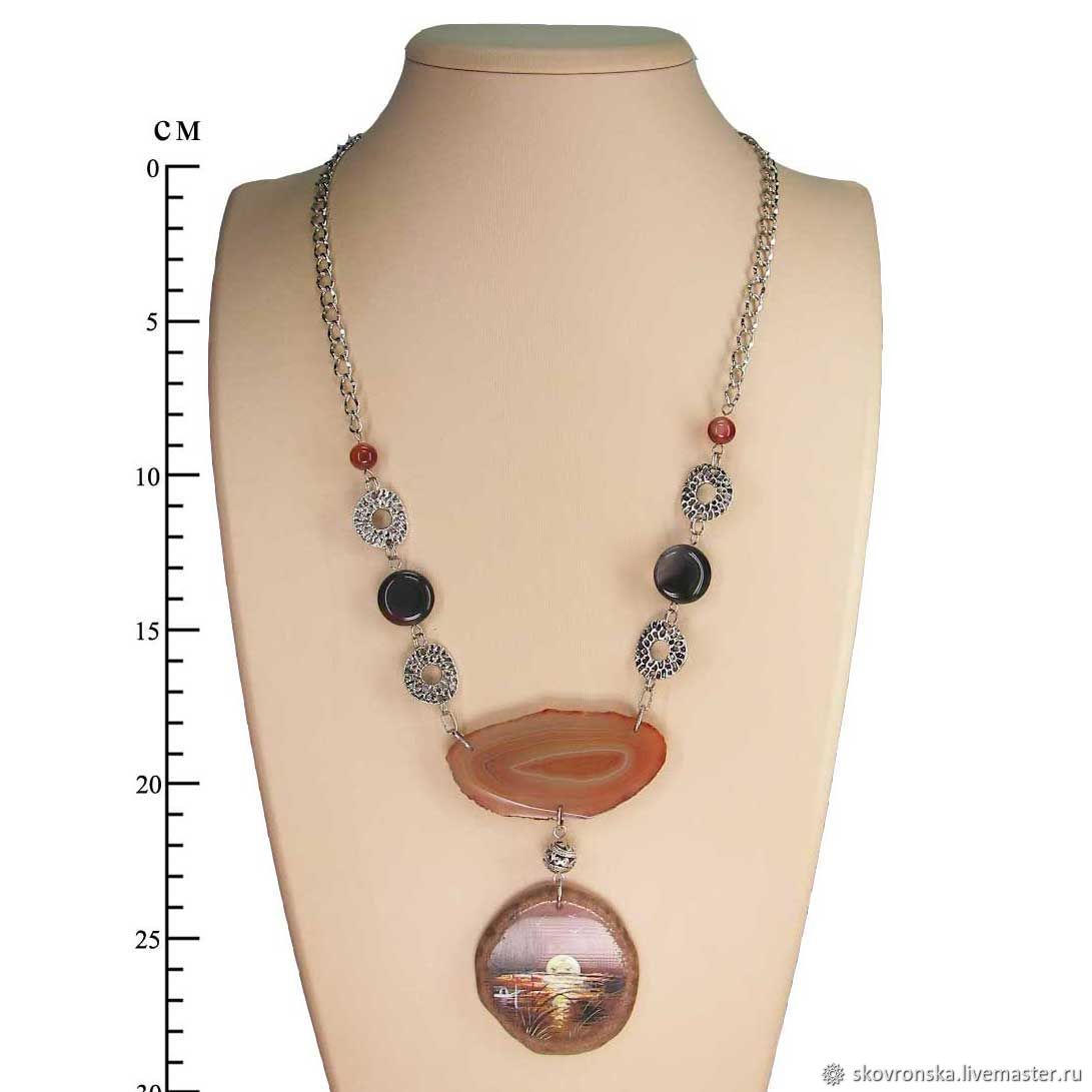 Колье из агата "Полнолуние" – заказать на Ярмарке Мастеров – H8MKBRU ...