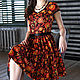 Red sundress with a full skirt - Fitted dress with a belt - Khokhloma. Dresses. Lara (EnigmaStyle). My Livemaster. Фото №6