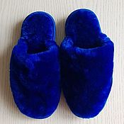 Обувь ручной работы handmade. Livemaster - original item Sheepskin Slippers for women blue. Handmade.