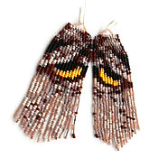Украшения handmade. Livemaster - original item Earrings-brush: Beaded Earrings, Owl, Long Brushes. Handmade.