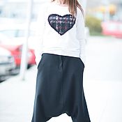 Одежда handmade. Livemaster - original item Women`s Black Trousers with a low Step Seam-PA0738PM. Handmade.