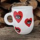 Drawings of eyes with eyelashes in hearts Mug with eyes Cup to order. Mugs and cups. DASHA LEPIT | Ceramic tableware (dashalepit). Online shopping on My Livemaster.  Фото №2