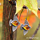 Silver Migratory Bird Earrings, amber. Earrings. dikoobraz. Online shopping on My Livemaster.  Фото №2