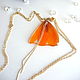 Bright Pendant with Real Orange Crocus Petals Gold Spring, Pendants, Taganrog,  Фото №1