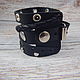 Wide leather bracelet with Stripes and rivets. Cuff bracelet. Tatiana (Leather bracelets). Online shopping on My Livemaster.  Фото №2