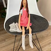 Stylish Tilda doll - pink hair)) - textile dolls