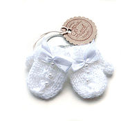 Куклы и игрушки handmade. Livemaster - original item Doll mittens 5 cm knitted white. Handmade.