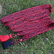 Русский стиль handmade. Livemaster - original item The Bogovnik belt is black and red with a curly border. Handmade.