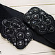 Beaded elastic belt black silver embroidery, Belt, St. Petersburg,  Фото №1