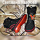 Заказать Комплект: Сумочка+ Полусапожки в стиле BLACK RED Чёрно-красный, хлопок. Светлана Уварова(Вяжу на заказ). Ярмарка Мастеров. . Полусапоги Фото №3