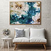 Картины и панно handmade. Livemaster - original item The picture with the white peonies. Abstract painting with white peonies in oil.. Handmade.