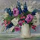 Painting 'Bright bouquet' modern oil painting with bright flowers, Pictures, Sergiev Posad,  Фото №1