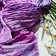 Большой фиолетовый шелковый шарф Палантин длинный жатый розово голубой. Палантины. Анастасия - Шёлковые премудрости. Ярмарка Мастеров.  Фото №5