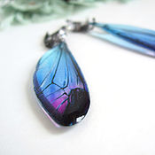Украшения handmade. Livemaster - original item Dragonfly Wings Earrings Blue Lilac Iridescence Rhodium Cubic Zirconia. Handmade.